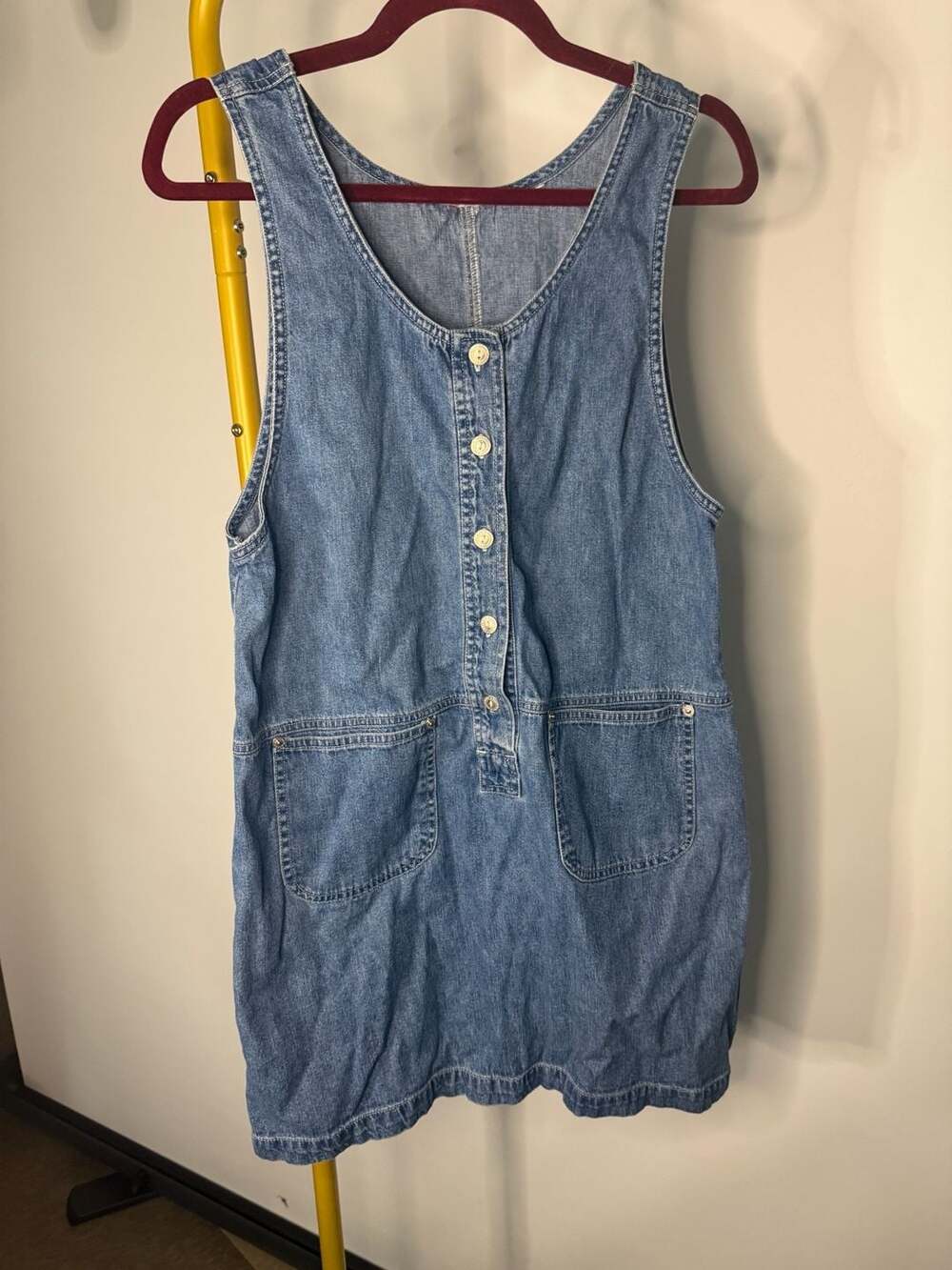 Faded Glory Vintage Denim Button-Front Pinafore Dress